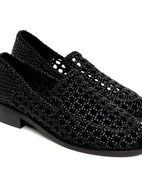 Cynthia Rowley Black Woven Leather Slip-On Women's Loafers